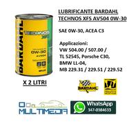 BARDAHL TECHNOS XFS 0W30 AV504 OLIO AUTO ACEA C3 VW 504/507 BMW LL04 MB 6 LITRI