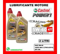2 LITRI CASTROL POWER 1 RACING 4T 5W40 API SL SN JASO MA-2 IN 2 LATTINE DA 1LT