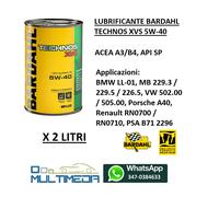 2 LITRI OLIO AUTO BARDAHL TECHNOS XVS 5W-40 ACEA A3/B4 API SP BMW LL-01 MB 229.5