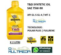 2 LITRI OLIO TRASMISSIONE E CAMBIO BARDAHL T&D SYNTHETIC 75W90 API GL-5 GL4