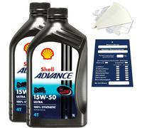 2 Litri Originale Shell Advance 4T Ultra 15W50 Olio Motore Moto 600041556