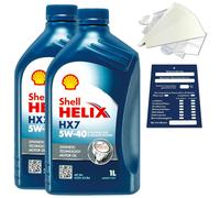 2 Litro Originale Shell Helix HX7 5W40 Olio MB229.3 Api Sp Acea A3/B4 Fiat Set