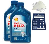 2 Litro Originale Shell Helix Hx7 Olio Motore 10W40 Incl. Imbuto + Rimorchio