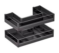 2 Livelli sotto i lavandini Organizzatori e stoccaggio,Pull out Organizzatore Armadio,Morbido chiudere Scivolare Fuori scaffali di stoccaggio in Lega di Alluminio con ringhiera in Vetro temperato