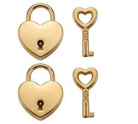 2 Lucchetti a Cuore con Chiave 33x25mm Oro Chiaro per Valigie e Armadietti | Lega Metallica, Stile Vintage, Antigraffio, Portagioie, Diario Segreto, Baule in Legno, San Valentino, Modello A108s