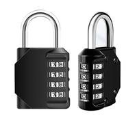 2 Lucchetti combinazione, cifra a 4 numeri lucchetto combinazione, Materiale in lega di zinco, adatto per armadietti, scuole, palestre, ecc(80×43×21mm) (Nero)