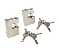 2 Lucchetti con 8 Chiavi, Serrature Monoblocco Rettangolari in Rame a Forma di D, Serrature Protettive Antiruggine Impermeabili per Porte da Garage, Container, Capannoni, Persiane