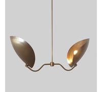 2 Luce Curvo Disco Tonalità Mano Metà Secolo Moderno Ottone Sputnik Lampadario