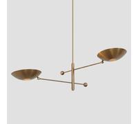 2 Luce Metà Secolo Moderno Crudo Ottone Ciondolo Sputnik Lampadario Armatura