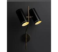 2 Luce Regolabile Doppio Cilindro Fatto a Mano Applique Metà Secolo Nero Lampada