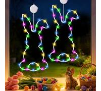 2 luci a LED per finestre, decorazione pasquale, decorazione a LED, per finestre, con ventosa e timer, decorazione pasquale per esterni e interni, per feste a casa (B)