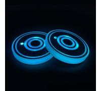 2 luci a LED per portabicchieri dell'auto, sottobicchieri illuminati che cambiano 7 colori, ricaricabili tramite USB, per induzione intelligente, illuminazione ambientale in acrilico impermeabile, per