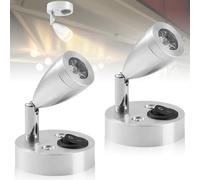 2 luci da lettura a LED da 12 V, luce bianca calda, 3000 K, lampada da lettura per camper, roulotte, 3 W, illuminazione interna con interruttore regolabile, lampada a LED per camper, camper, roulotte,