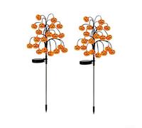2 Luci da per giardino Zucca per solare 76cm per decorazione Esterni | PVC Weather-resistant, Auto On/off At Night, Festive Garden Decor, Easy Ground Stake Installation, 2-pack Orange Lights