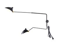 2 Luci Lampada da Parete Moderna con Braccio Lunga Regolabile Metallo Applique da Parete Interno Classico con Spina Interruttore Cavo Luce da Muro Retro Industriale Design Camera da Letto E27 Nero
