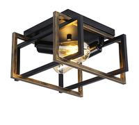 2 luci lampada da soffitto vintage con finitura a grana in legno, lampada a soffitto rustico nera per il soffitto semifulò illuminazione a soffitto per la camera da letto della camera da letto sala da