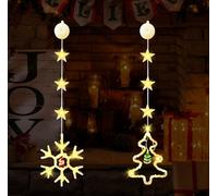 2 luci natalizie per finestre, luci a LED da appendere alla finestra, decorazioni natalizie con ventose, luci natalizie per interni ed esterni, luci per finestre di Natale a batteria