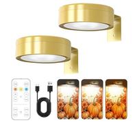 2 luci per immagini senza fili, luce magnetica con 3 modalità di illuminazione, illuminazione dell'immagine, senza fili, con telecomando e timer, luci artistiche per dipingere foto (oro)