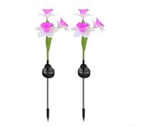 2 luci solari da giardino a forma di narciso, decorazione per esterni, per vialetti, cortili, patio (rosa)