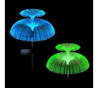 2 luci solari da giardino per esterni, 7 colori, impermeabili, a forma di medusa, luci solari per cortile, cortile, prato, decorazione per le vacanze (A)