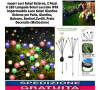 2 Luci Solari Esterno Giardino, 6 LED Lampade Solari Lucciole IP65 Impermeabile