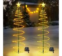 2 luci solari per albero di Natale, luci a LED impermeabili per esterni per decorazioni da giardino e patio