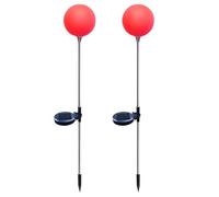 2 luci solari per esterni, design a sfera rossa per decorazione di giardino e prato, illuminazione impermeabile per vialetti, illuminazione automatica dal tramonto all'alba, per cortile