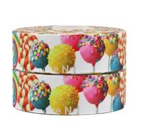 2 m di nastro da torta da 22 mm in gros grain con disegno di lecca lecca, decorazione da torta