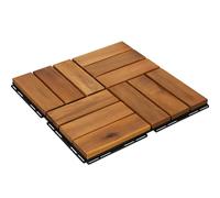 2 m² piastrelle in legno per terrazze, piastrelle in legno, mosaico, 30 x 30 cm, 22 pezzi, resistente alle intemperie, in legno di acacia con sistema a scatto per terrazze, balconi, sistema a incastro