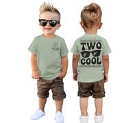 2. Maglietta per il secondo compleanno del ragazzo T-Shirt Two COOL Tshirt per bambini con stampa di lettere, maglietta per il secondo compleanno, maglietta estiva a maniche corte per bambini