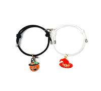 2 magneti d'amore attirano coppia di Halloween con cappello di zucca ciondolo intrecciato uomo donna coppia di braccialetti a cuore lunga distanza per fidanzato e fidanzata, Misura unica, come