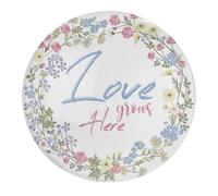 2 magneti in vetro per frigorifero Love Grows Here, adesivi circolari per ghirlanda, ghirlanda, decorazioni per la casa per lavoro in aula