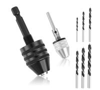2 Mandrino Trapano con 6 Punte in Metallo, Mandrino per Avvitatore 0,6-8 mm Mandrino Autoserrante 0,3-3,4 mm, Mandrino per Trapano per Micropunte, Strumento Di Conversione