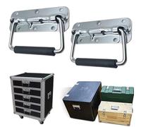 2 maniglie di sollevamento caricate a molla per cassette degli attrezzi, valigie da volo e casse in legno, leve in ferro resistente con impugnatura liscia, finiture argentate per una facile