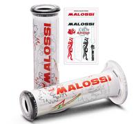 2 Manopole Bianco Diametro 30 CON LOGO Malossi Tribale - Modello Chiusura A Lato