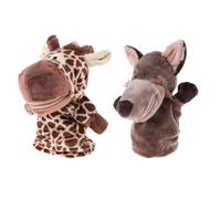 2 marionette a mano per bambini, animali di peluche, raccontare storia, insegnamento, in età prescolare e come regalo di compleanno, gioco di ruolo, marionetta a mano di lupo + giraffa