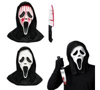 2 maschere per Halloween Ghostface Scream, per uomo e donna | Maschera spaventosa in lattice, unisex, per adulti, per Halloween, carnevale, cosplay e feste