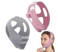 2 maschere per il viso a V, riutilizzabile, doppio mento, nastro per tonificare il viso, maschera per lifting con linea a V, tessuto elasticizzato traspirante, rassodamento della pelle e contorno del