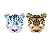 2 maschere spaventose a forma di animale, raccapricciante per Halloween, maschera horror, leopardo, tigre, tigre, mezza copertura per viso, Halloween, cosplay, accessori divertenti per travestimenti