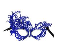 2 mascherine in pizzo, da donna, sexy, maschere veneziane, maschere per il viso, in pizzo, per carnevale, feste, costume da maschera, da donna, da ragazza, blu reale, bianco