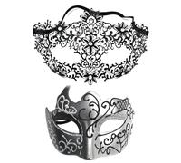 2 mascherine maschere da uomo e da donna, per carnevale, per coppie, maschere sexy veneziane, maschera a mezzo viso, per feste a tema, cosplay, Halloween, carnevale, serate, feste in maschera, P, nero