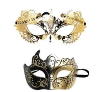 2 mascherine maschere da uomo e da donna, per carnevale, per coppie, maschere sexy veneziane, maschera a mezza faccia, per feste a tema, cosplay, Halloween, carnevale, serate, feste, C, oro