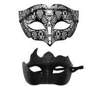 2 mascherine maschere maschere da uomo e da donna, maschera di carnevale, maschere sexy veneziane, maschera a mezzo viso, per feste a tema, cosplay, Halloween, carnevale, sera, ballo, feste, L, nero