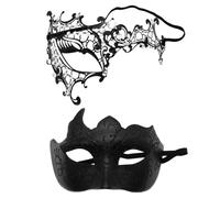 2 mascherine maschere maschere da uomo e da donna, maschere di carnevale, maschere sexy veneziane, maschera a mezza faccia, per feste a tema, cosplay, Halloween, carnevale, serate, feste, M, nero