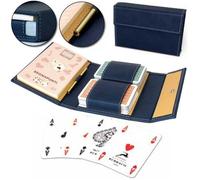 2 Mazzi Burraco con Astuccio in Similpelle Blu Modiano