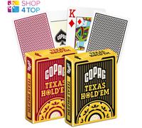 2 Mazzi Copag Texas Hold'em 100% Plastica Jumbo Indice Poker Carte 1 Nero 1 Red