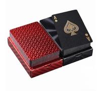 2 Mazzi di Carte da Gioco Impermeabili in Plastica Professionale, Carte Poker con Design Griglia Rossa e Raggi Neri, Ideali per Scala 40, Burraco, Blackjack e Giochi da Tavolo