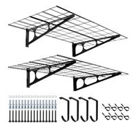 2 mensole da garage con ganci, 61 x 121,9 cm, in metallo, per garage, magazzini, magazzini, garage
