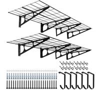 2 mensole da garage con ganci, 61 x 182,9 cm, in metallo, per garage, magazzini, magazzini, garage