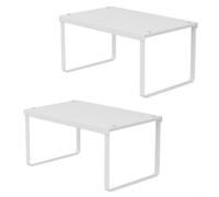 2 mensole portaoggetti da cucina, design impilabile, per un efficiente piano di lavoro e armadietto, portaspezie in ferro con maggiore stabilità (bianco)